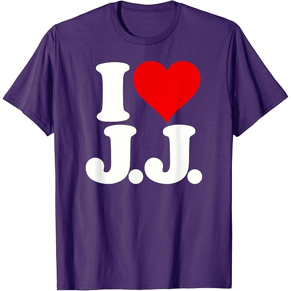 Amazon.com: Womens I LOVE HEART J.J. JJ J J INITIALS V-Neck T